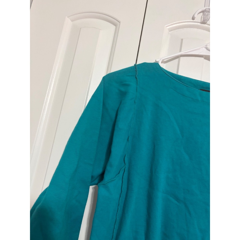 Lizsport Sweatshirt Vintage 90s Teal Exposed Seam Boat Neck‎ Small - Picture 3 of 6
